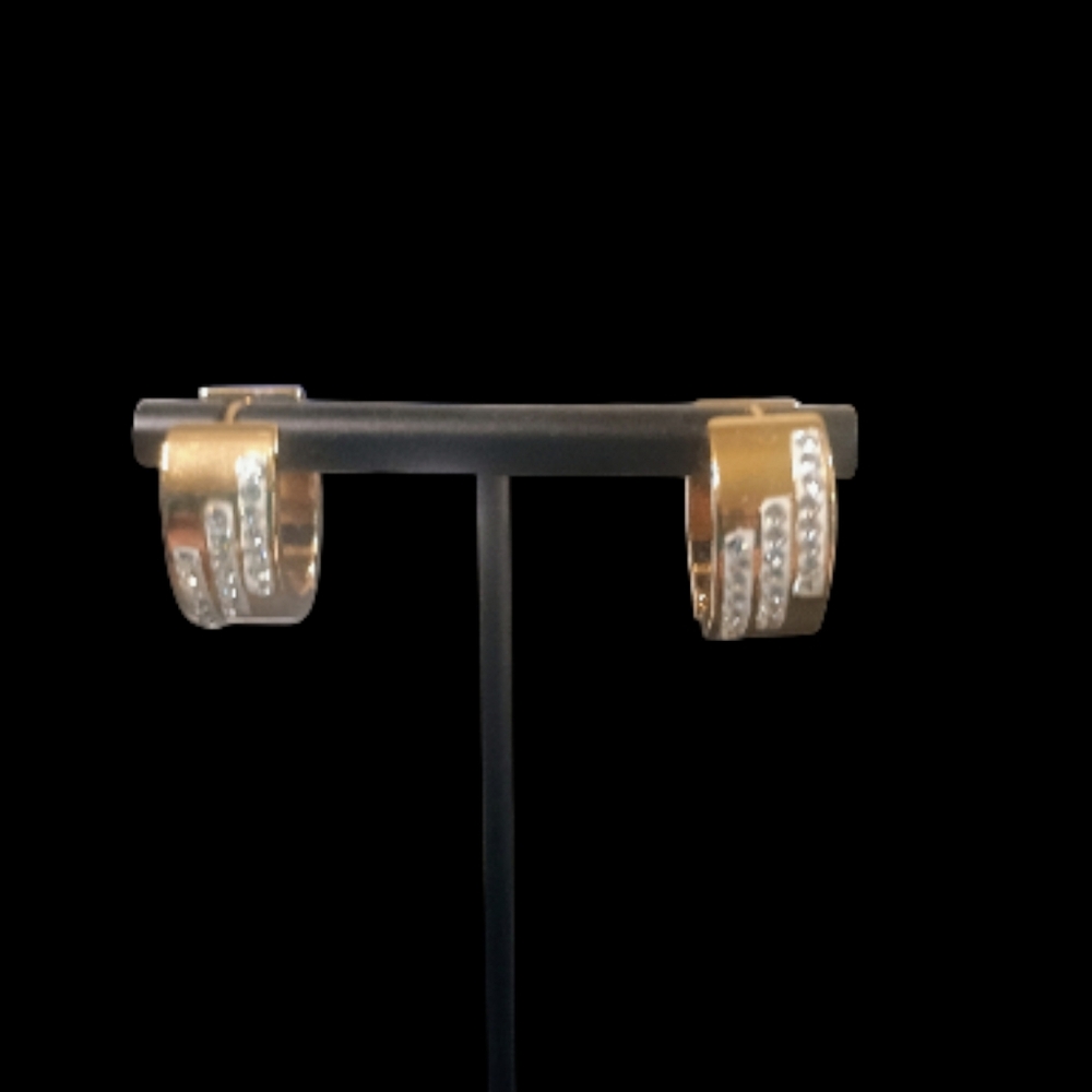 18k Gold Plated Titanium Crystal Earrings No Tarnish Hypo 1 Inch